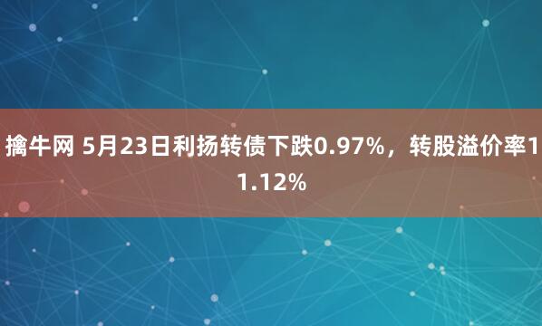 擒牛网 5月23日利扬转债下跌0.97%，转股溢价率11.12%